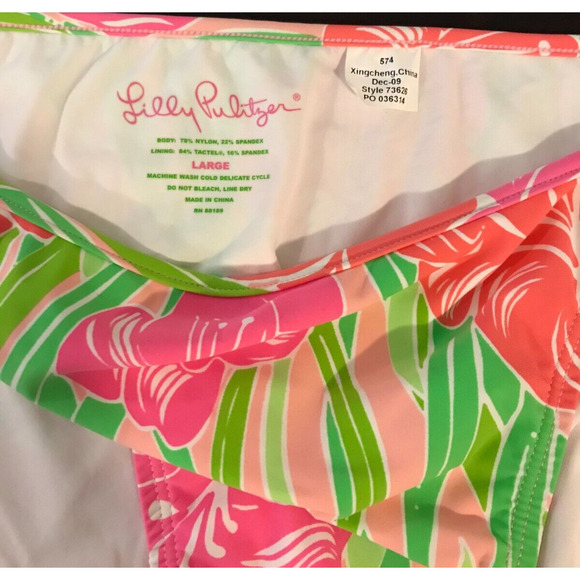 Lilly Pulitzer Sandy String Bottom Ties in Lillys Pink Glady - Large - NEW W/TAG - Picture 4 of 10
